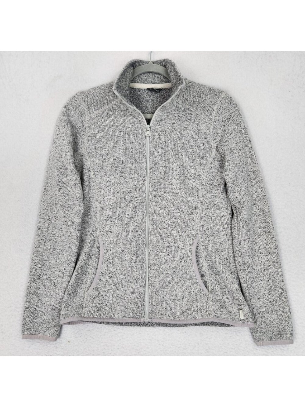 Eddie Bauer Jacket Womens Small Gray Heather Fleece Full Zip Pockets Casual